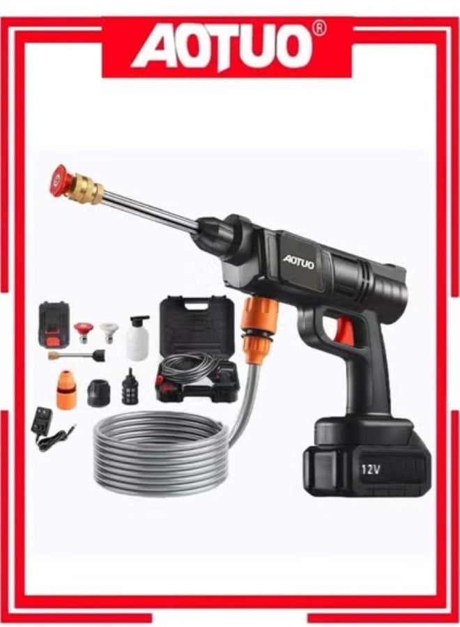 AOTUO غسالة ضغط لاسلكية 48 فولت، مسدس رش ماء ضغط 30 بار، بطارية ليثيوم 48 فولت تدوم لفترة طويلة عند الشحن الكامل، غسالة سيارات عالية الضغط محمولة لتنظيف السيارات/السياج/الجدران/الأرضيات (48 فولت) - Image 1